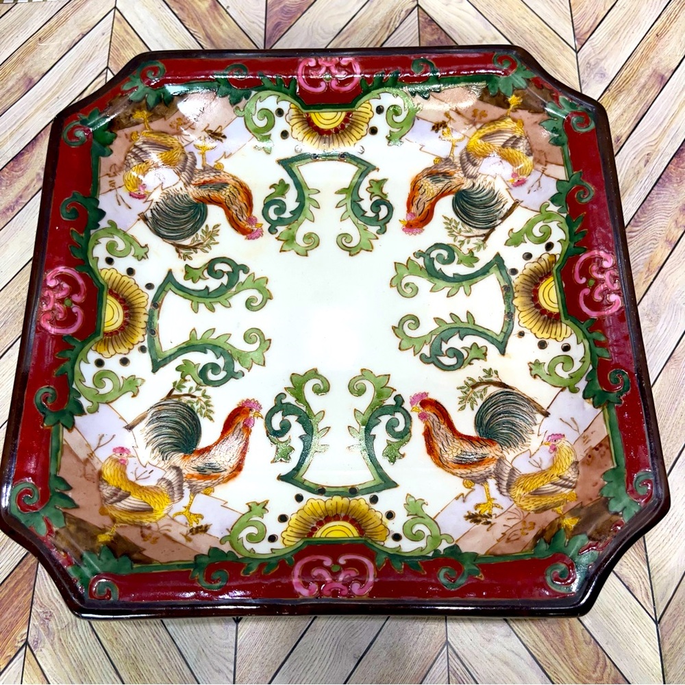 Vintage Hua Ping Tang‎ Zhi Chinese Hand Painted Plate Rooster Design D15